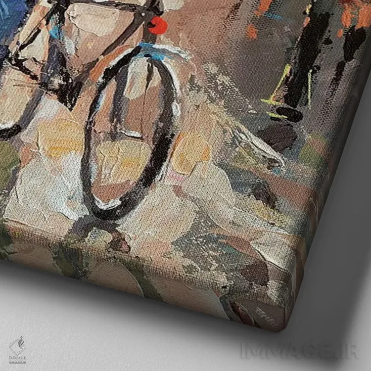 تابلو پیادهروی در باران اثر دمیتری اسپیروس - نمای نزدیک بافت بوم