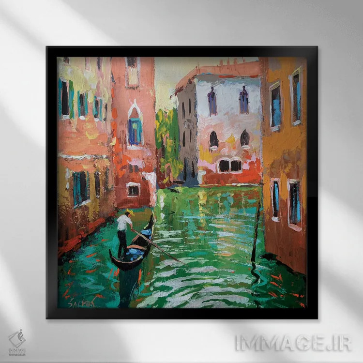 تابلو موج زیر پاروهای گوندولا اثر دمیتری اسپیروس - نمای قابدار مشکی