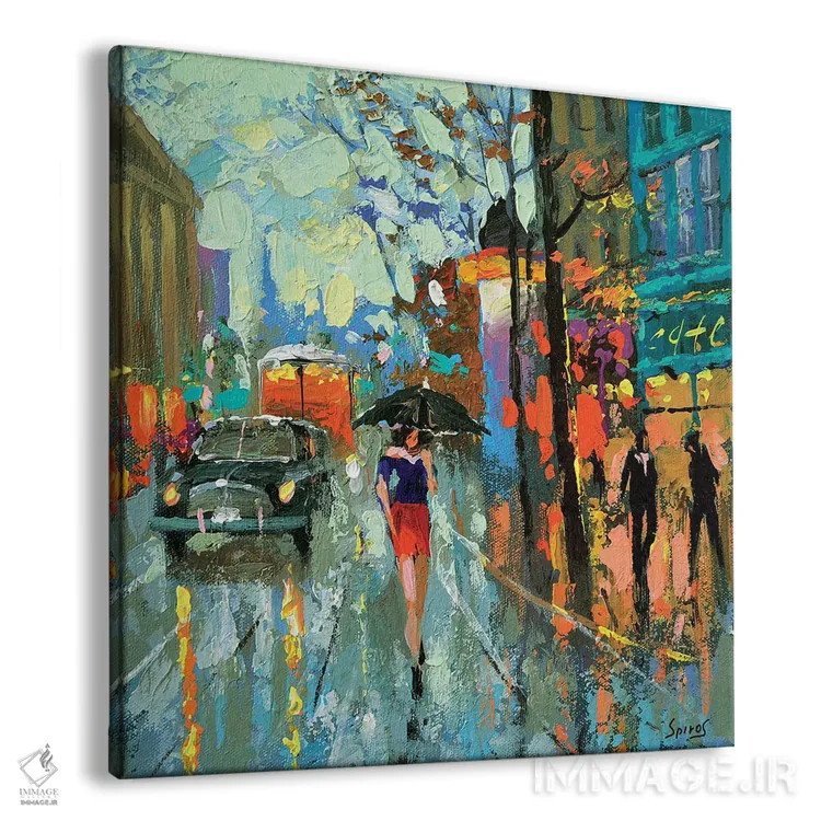 تابلو باران مُتفکرانه (باران سنگین) اثر دمیتری اسپیروس - نمای پرسپکتیو محصول