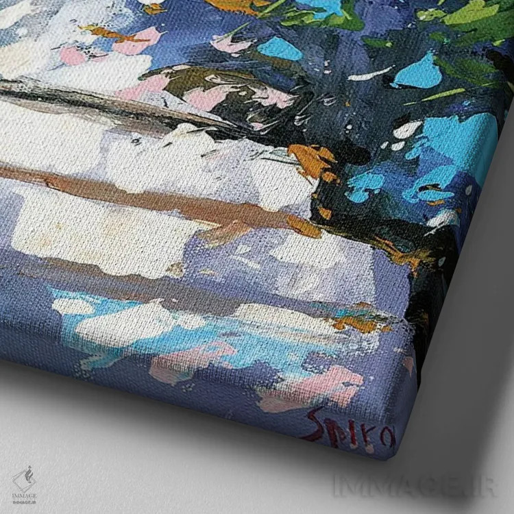 تابلو کوچه یونانی اثر دمیتری اسپیروس - نمای نزدیک بافت بوم