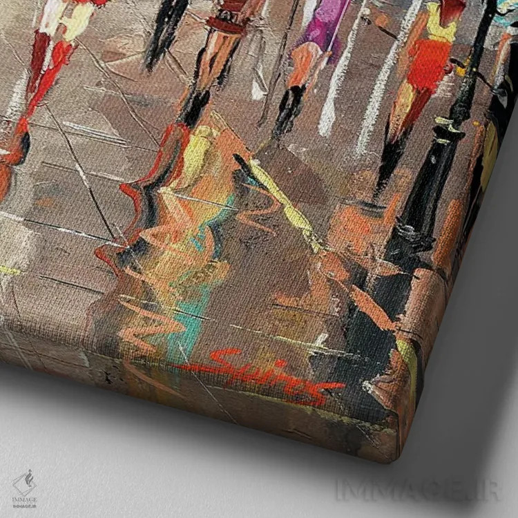 تابلو عصر اثر دمیتری اسپیروس - نمای نزدیک بافت بوم