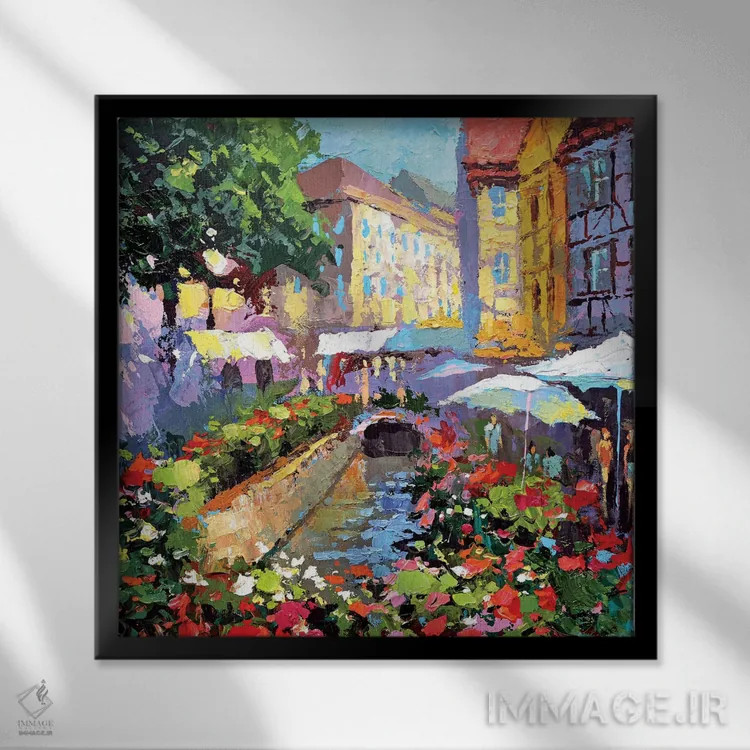 تابلو در کافه اثر دمیتری اسپیروس - نمای قابدار مشکی