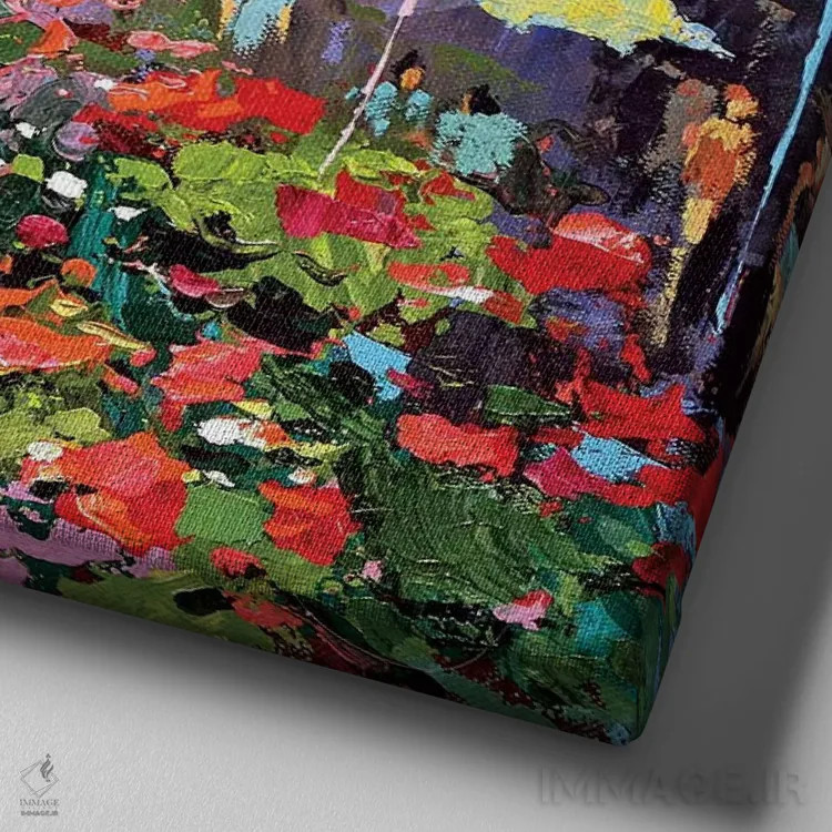 تابلو در کافه اثر دمیتری اسپیروس - نمای نزدیک بافت بوم