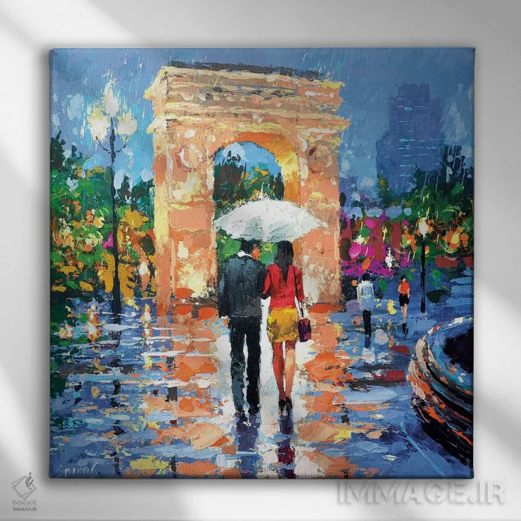 تابلو امشب چقدر بارانی است (اسپانیایی) اثر دمیتری اسپیروس - نمای روبهرو روی دیوار