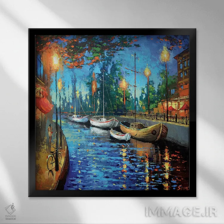 تابلو شهر رویاهای من اثر دمیتری اسپیروس - نمای قابدار مشکی