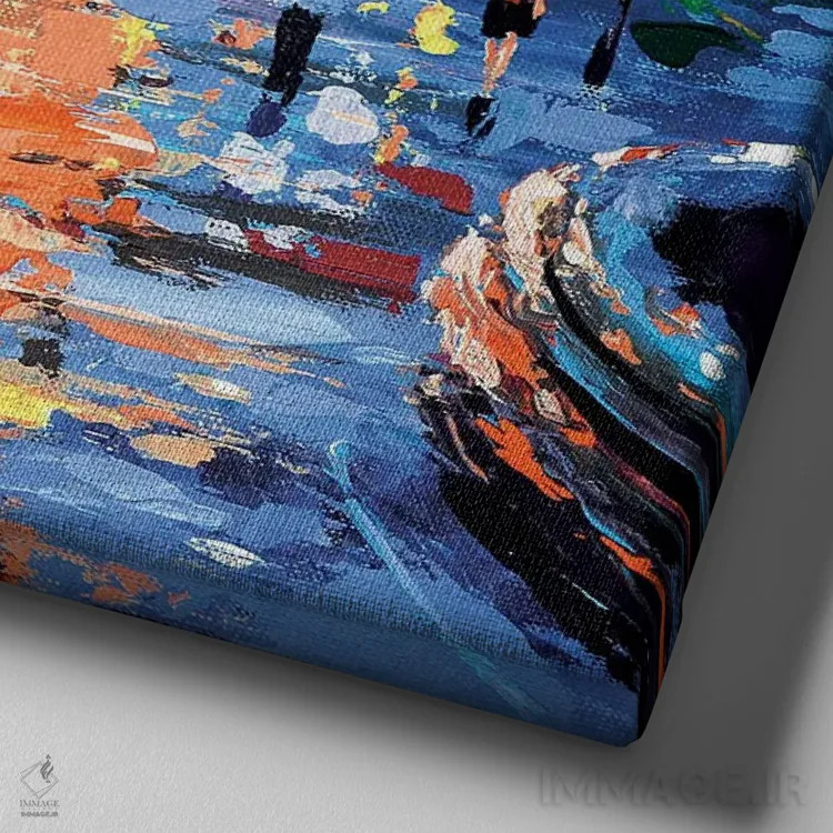 تابلو امشب چقدر بارانی است (اسپانیایی) اثر دمیتری اسپیروس - نمای نزدیک بافت بوم