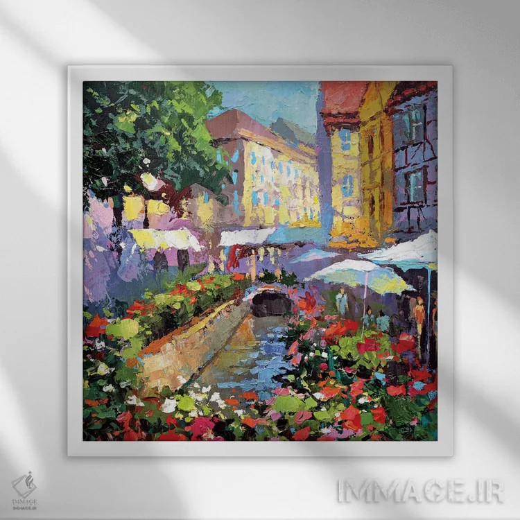 تابلو در کافه اثر دمیتری اسپیروس - نمای قابدار سفید