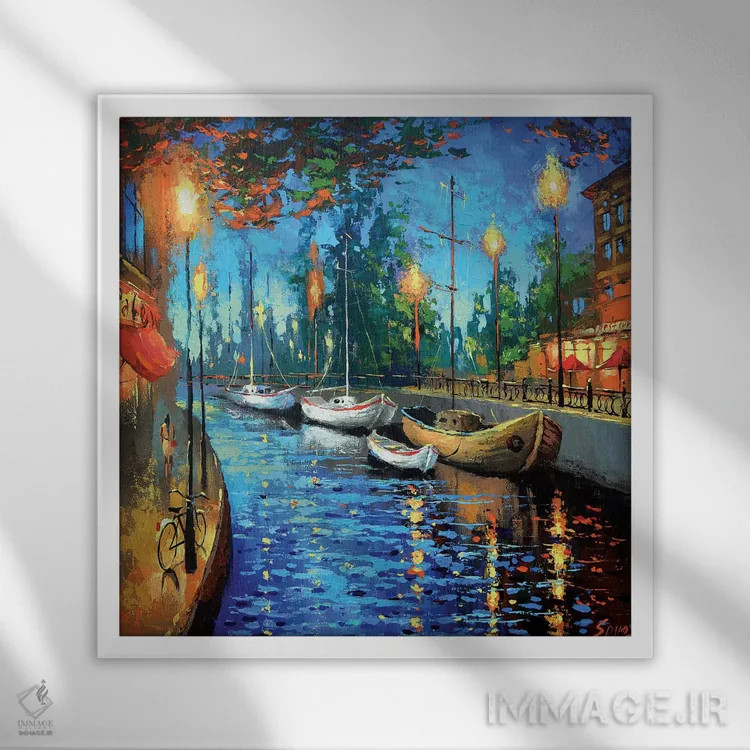 تابلو شهر رویاهای من اثر دمیتری اسپیروس - نمای قابدار سفید