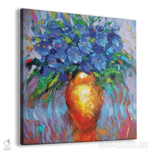 تابلو گلها در گلدان زرد اثر دمیتری اسپیروس - نمای پرسپکتیو محصول