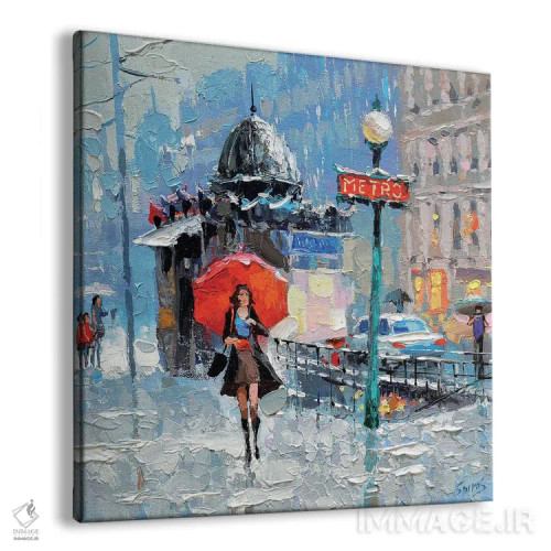 تابلو دختر با چتر قرمز اثر دمیتری اسپیروس - نمای پرسپکتیو محصول