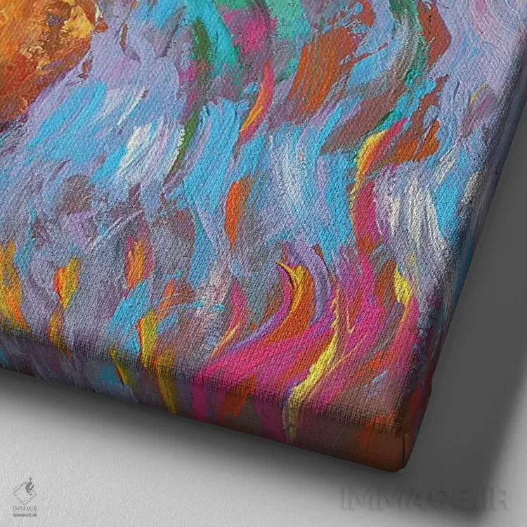 تابلو گلها در گلدان زرد اثر دمیتری اسپیروس - نمای نزدیک بافت بوم