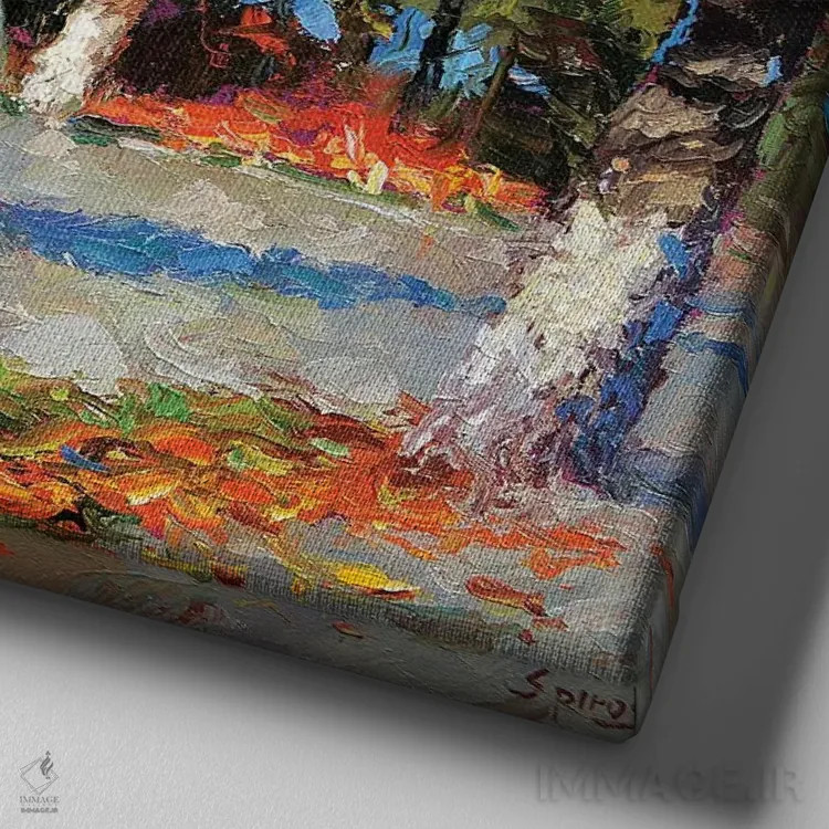 تابلو در اواخر سپتامبر اثر دمیتری اسپیروس - نمای نزدیک بافت بوم