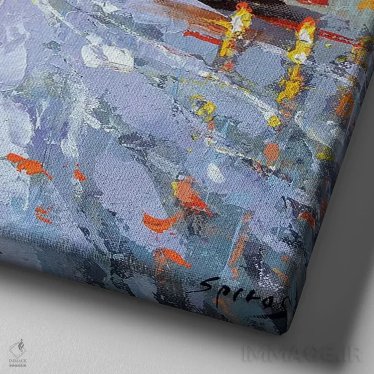 تابلو قطرههای باران ملایم اثر دمیتری اسپیروس - نمای نزدیک بافت بوم