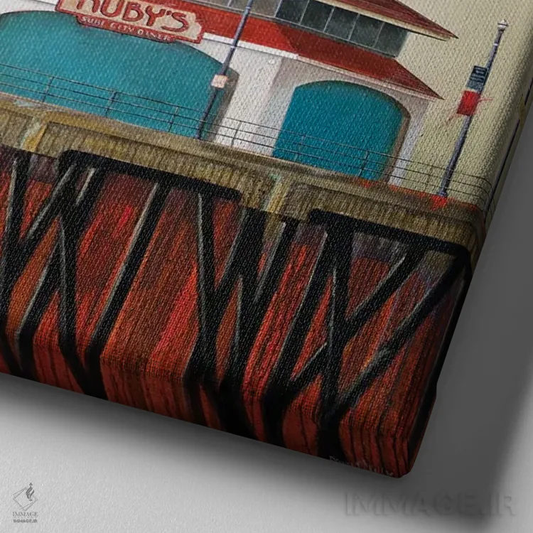 تابلو اسکله هانتینگتون (آمریکا) اثر دانا مککلار - نمای نزدیک بافت بوم