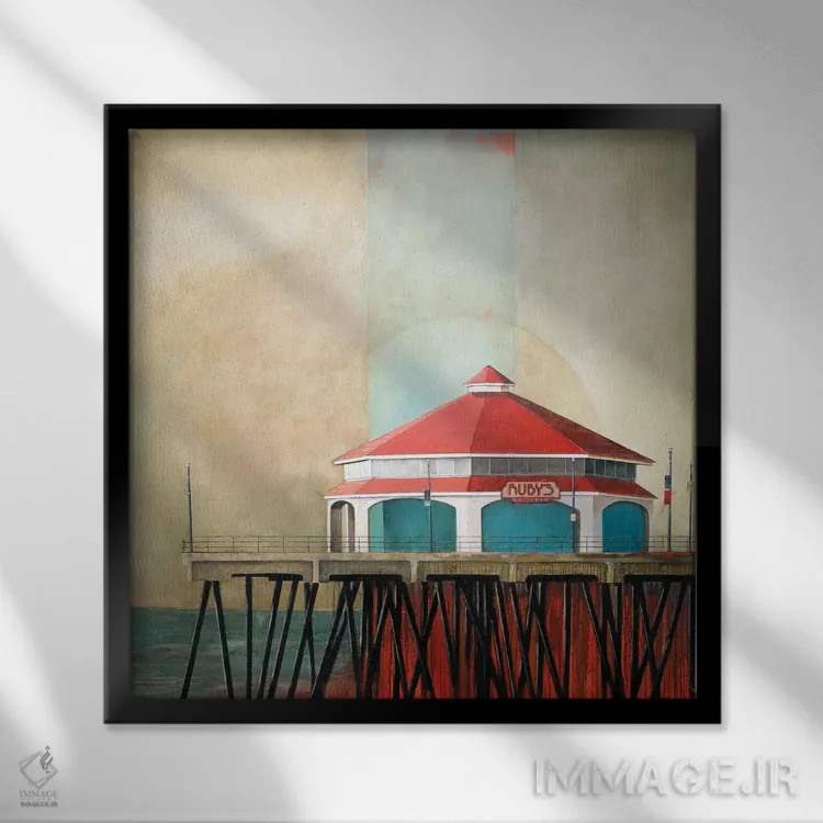 تابلو اسکله هانتینگتون (آمریکا) اثر دانا مککلار - نمای قابدار مشکی