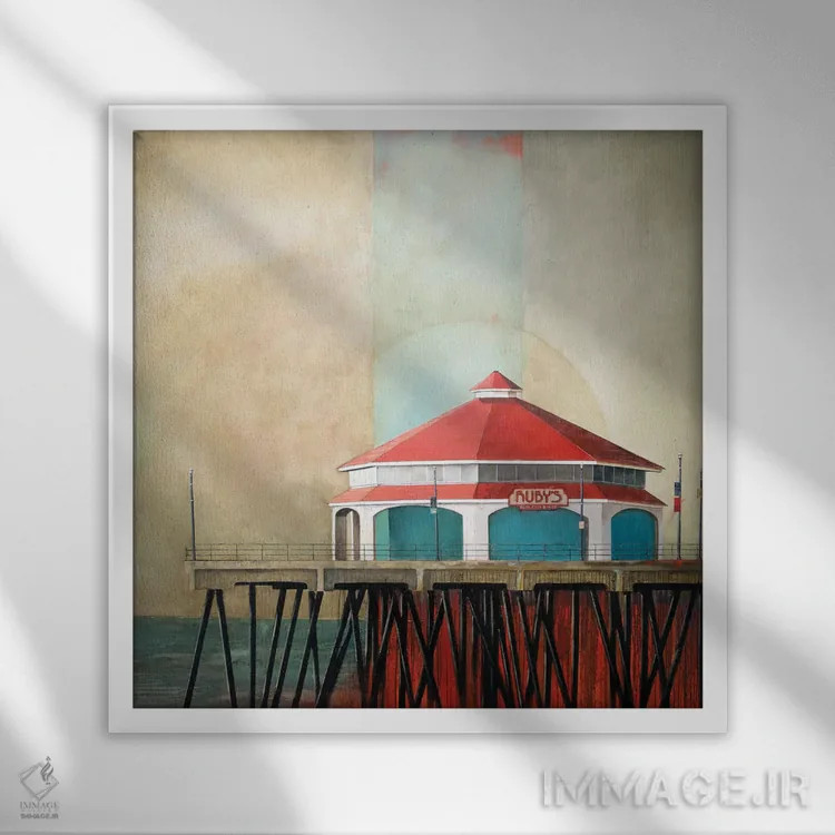 تابلو اسکله هانتینگتون (آمریکا) اثر دانا مککلار - نمای قابدار سفید