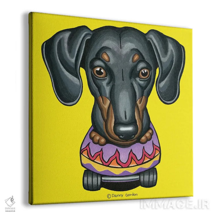 تابلو داشهوند با اسکیتبورد بنفش اثر دنی گوردون - نمای پرسپکتیو محصول