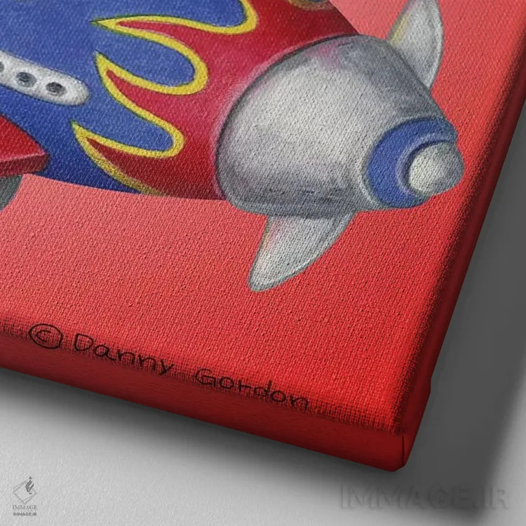 تابلو هواپیمای تریر بوستون اثر دنی گوردون - نمای نزدیک بافت بوم