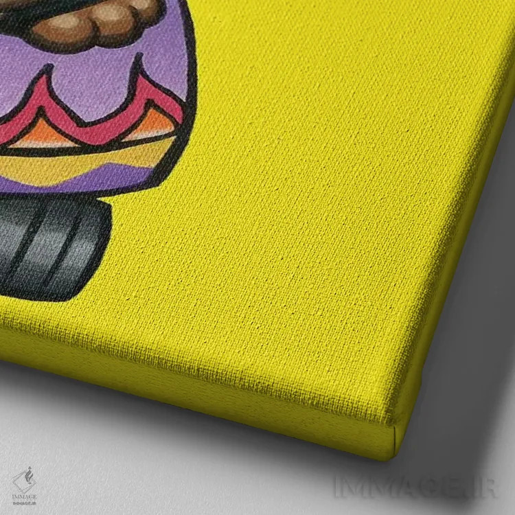 تابلو داشهوند با اسکیتبورد بنفش اثر دنی گوردون - نمای نزدیک بافت بوم