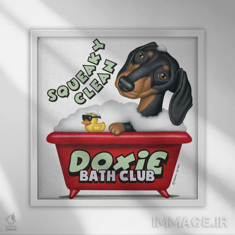 تابلو داشهوند سیاه تروتمیز اثر دنی گوردون - نمای قابدار سفید