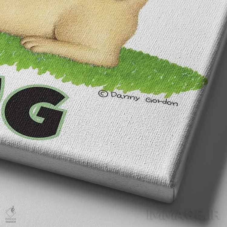 تابلو زندگی روی چمن برای پاگ بهتر است اثر دنی گوردون - نمای نزدیک بافت بوم