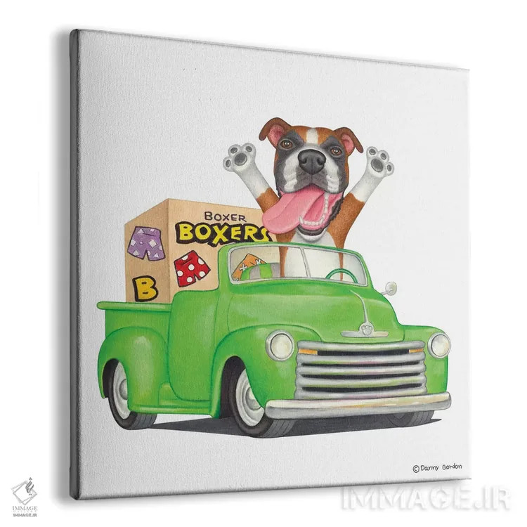 تابلو باکسر با وانت سبز اثر دنی گوردون - نمای پرسپکتیو محصول