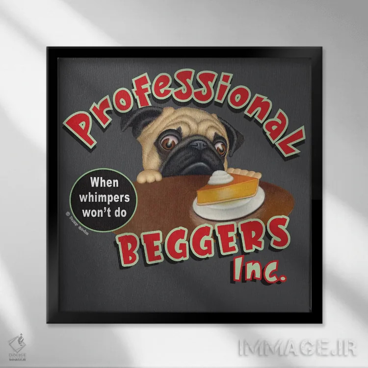 تابلو پاگ گدای حرفهای اثر دنی گوردون - نمای قابدار مشکی