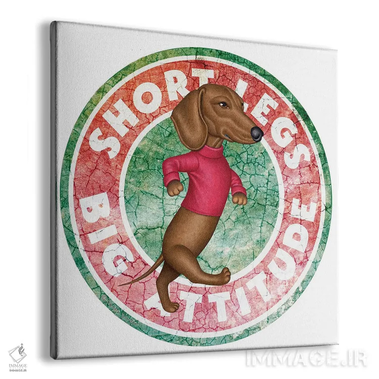 تابلو سگ داشهوند در حال قدم زدن در دایرهای با ظاهر قدیمی اثر دنی گوردون - نمای پرسپکتیو محصول