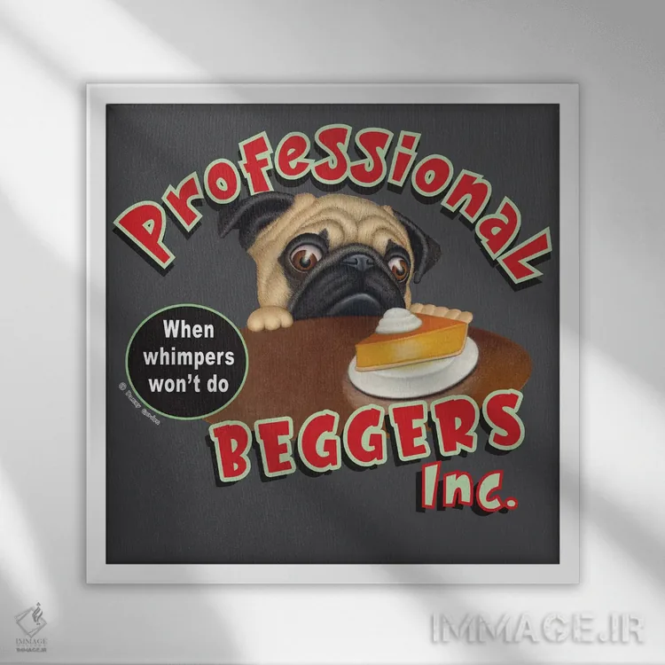 تابلو پاگ گدای حرفهای اثر دنی گوردون - نمای قابدار سفید