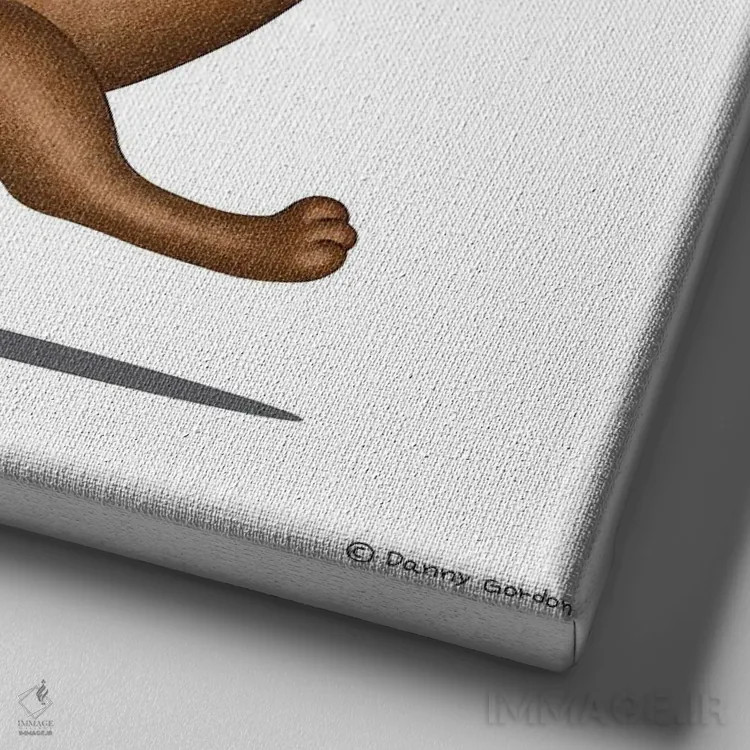 تابلو دو داشهوند با سرعت در حال راه رفتن اثر دنی گوردون - نمای نزدیک بافت بوم