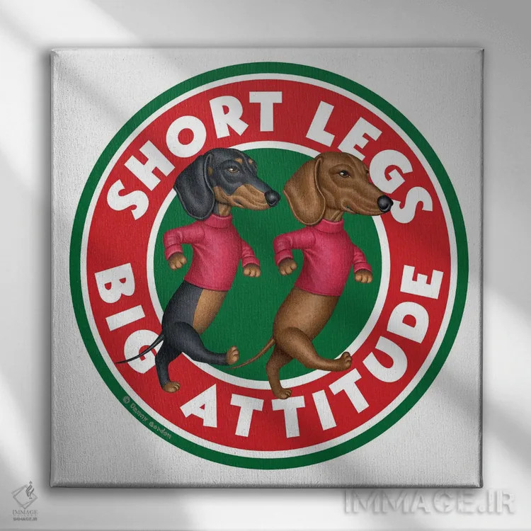 تابلو دو سگ داشهوند در حال قدم زدن در یک دایره اثر دنی گوردون - نمای روبهرو روی دیوار