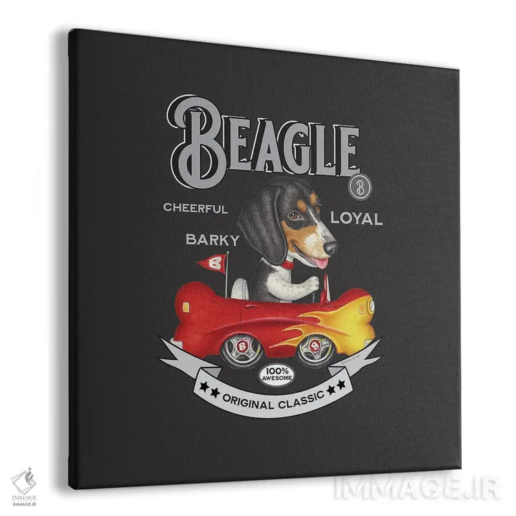 تابلو بیگل سهرنگ در ماشین استخوانی با سبک قدیمی اثر دنی گوردون - نمای پرسپکتیو محصول