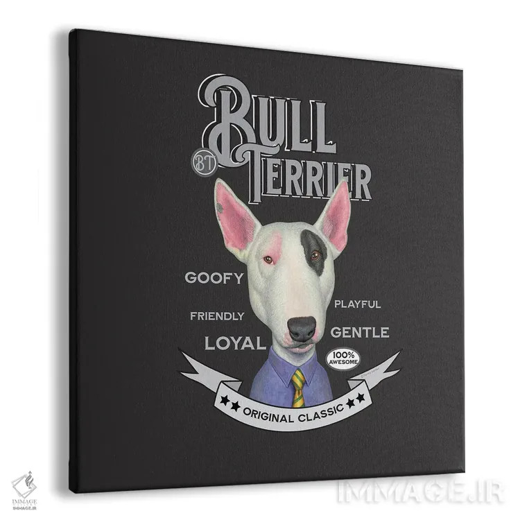 تابلو بول تریر سفید با پیراهن و کراوات به سبک قدیمی اثر دنی گوردون - نمای پرسپکتیو محصول