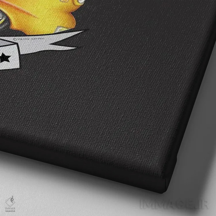 تابلو بیگل سهرنگ در ماشین استخوانی با سبک قدیمی اثر دنی گوردون - نمای نزدیک بافت بوم