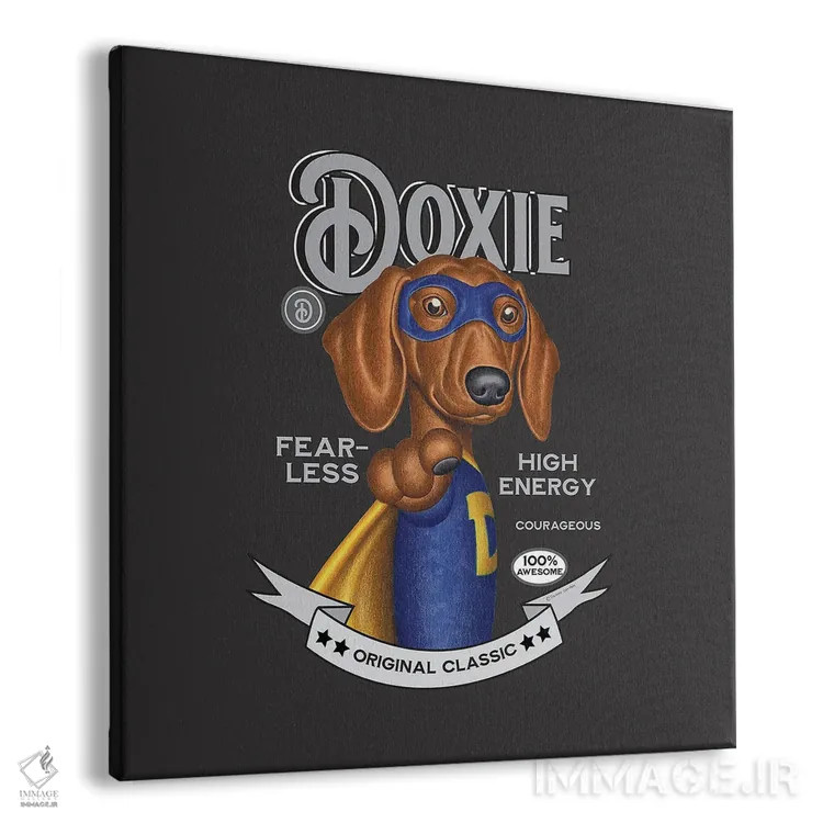 تابلو داشهوند ابرقهرمان با حرف D روی سینه اثر دنی گوردون - نمای پرسپکتیو محصول