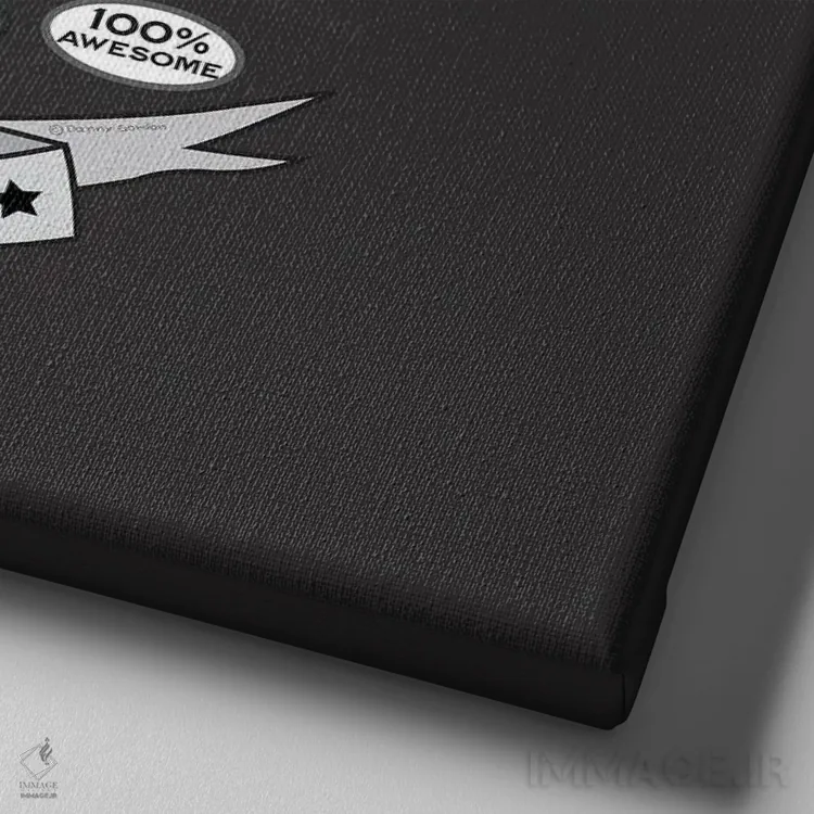 تابلو سگ داشهوند مشکی ابرقهرمان با سبک قدیمی اثر دنی گوردون - نمای نزدیک بافت بوم