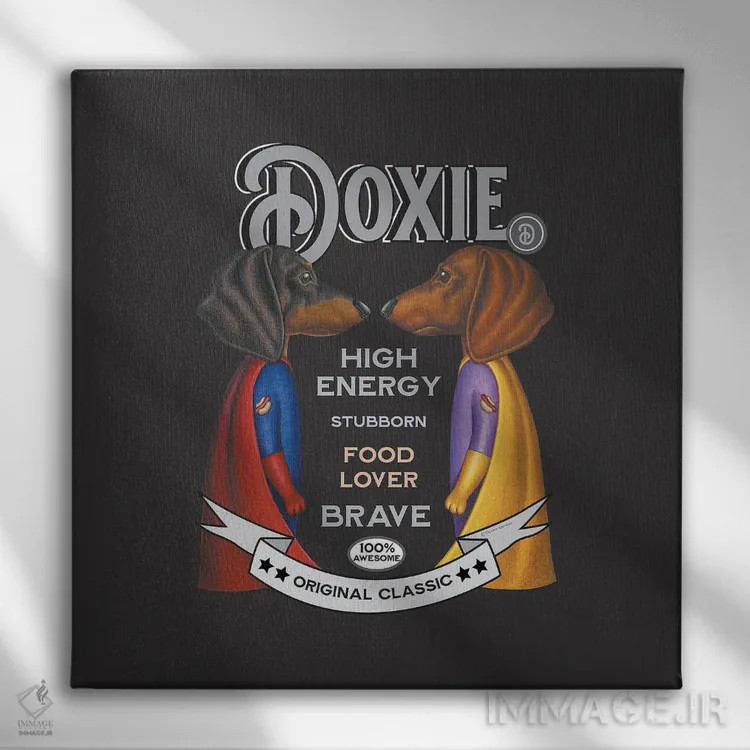 تابلو دو داشهوند با شنل به سبک قدیمی اثر دنی گوردون - نمای روبهرو روی دیوار