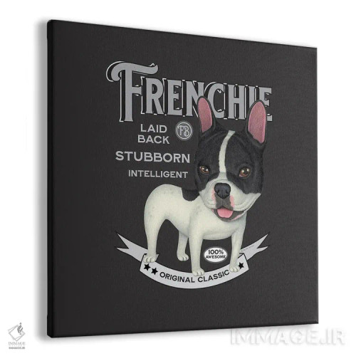 تابلو فرنچ بولداگ سیاه و سفید به سبک قدیمی اثر دنی گوردون - نمای پرسپکتیو محصول