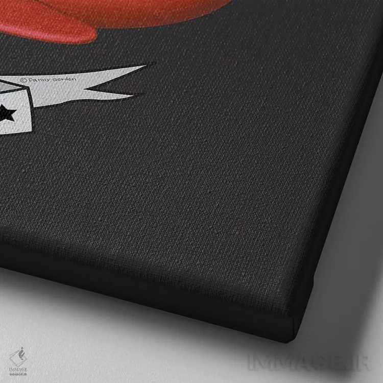 تابلو داشهوند مشکی در هواپیما به سبک قدیمی اثر دنی گوردون - نمای نزدیک بافت بوم