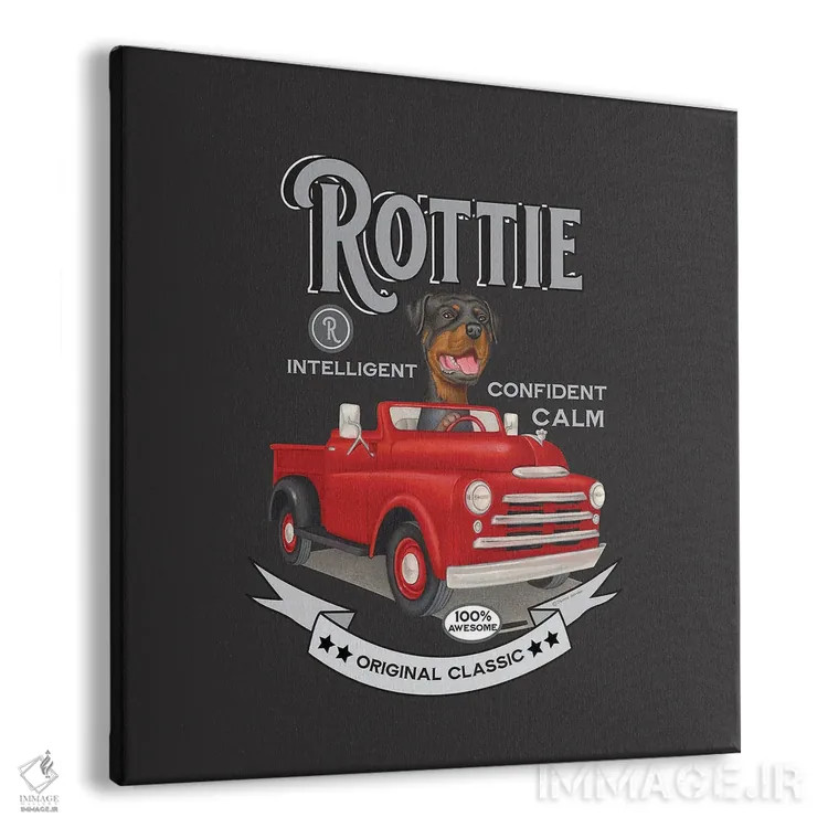 تابلو روتوایлер در کامیون جادهای با سبک قدیمی اثر دنی گوردون - نمای پرسپکتیو محصول