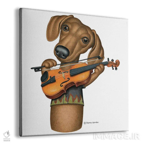 تابلو سگ داشهوند نوازنده ویولن اثر دنی گوردون - نمای پرسپکتیو محصول