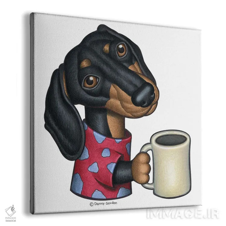 تابلو داشهوند با لیوان قهوه اثر دنی گوردون - نمای پرسپکتیو محصول