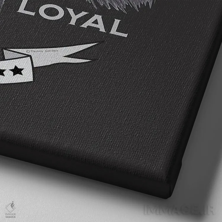 تابلو شنوزر مشکی با قلاده نارنجی به سبک قدیمی اثر دنی گوردون - نمای نزدیک بافت بوم