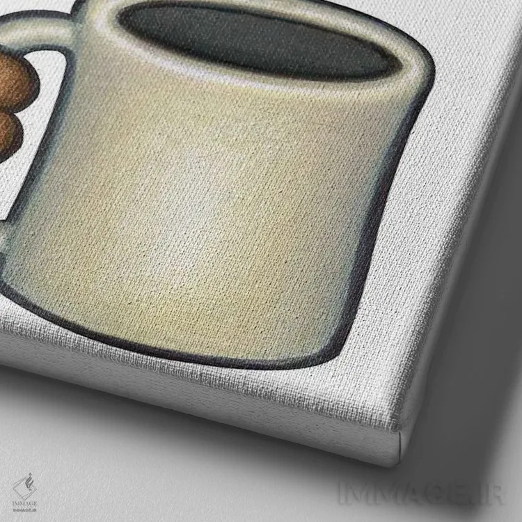 تابلو داشهوند با لیوان قهوه اثر دنی گوردون - نمای نزدیک بافت بوم