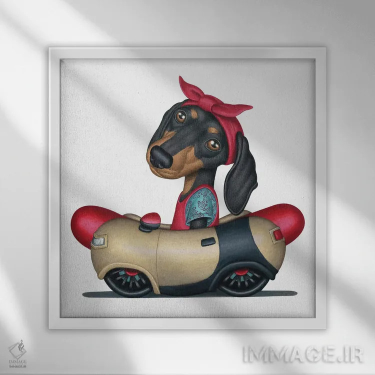 تابلو داشهوند پایپر در خودروی هاتداگ اثر دنی گوردون - نمای قابدار سفید