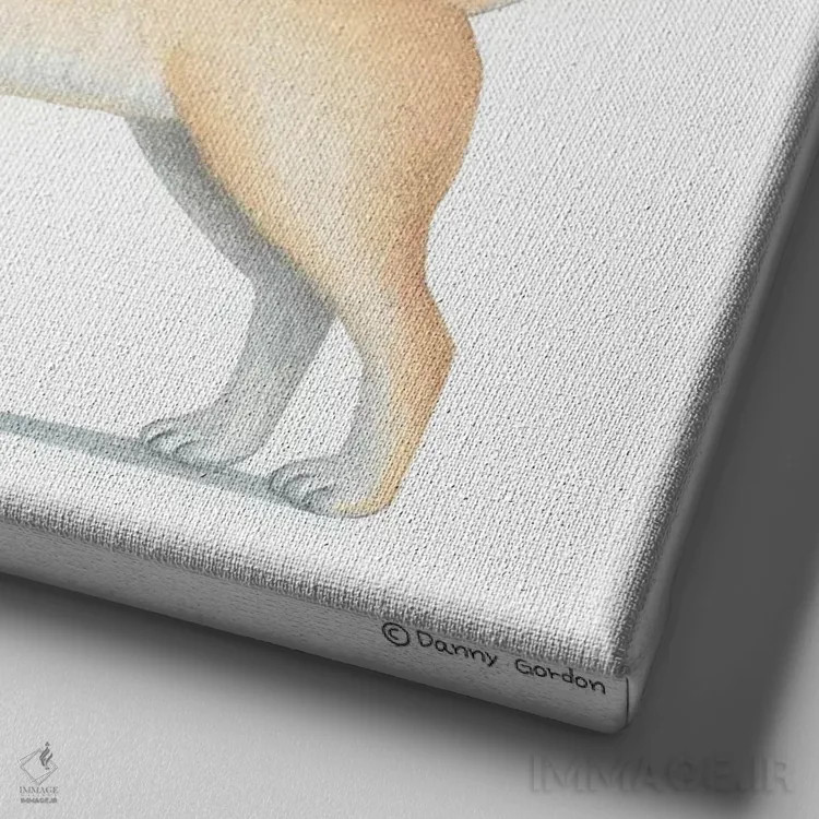 تابلو چیهواهوا طلایی اثر دنی گوردون - نمای نزدیک بافت بوم