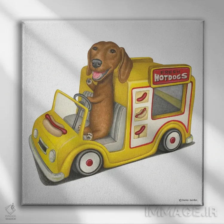 تابلو داشهوند در کامیون هاتداگ اثر دنی گوردون - نمای روبهرو روی دیوار