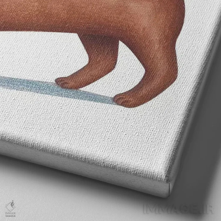 تابلو داشهوند با شخصیت بزرگ اثر دنی گوردون - نمای نزدیک بافت بوم