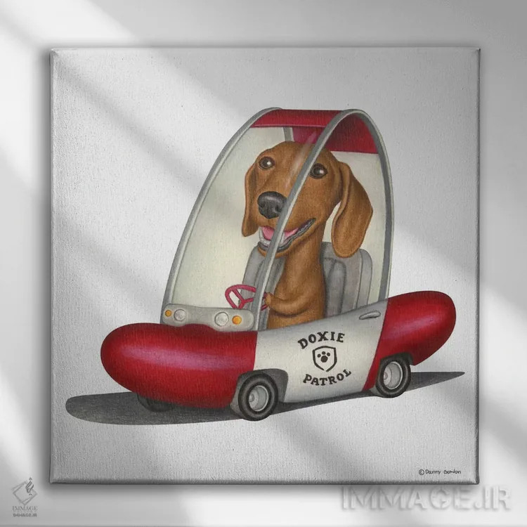 تابلو داشهوند در خودروی گشت اثر دنی گوردون - نمای روبهرو روی دیوار