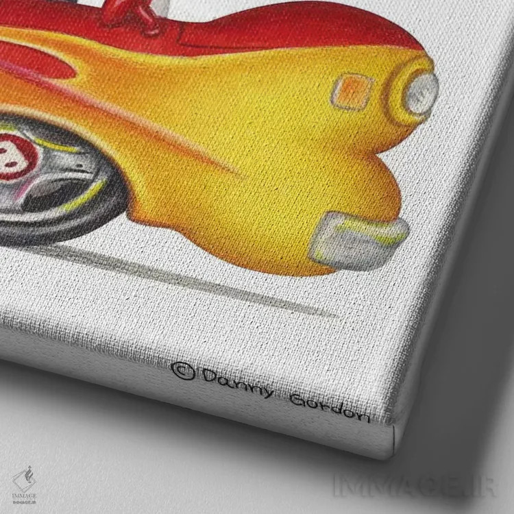 تابلو بیگل با ماشین استخوانی آتشین اثر دنی گوردون - نمای نزدیک بافت بوم